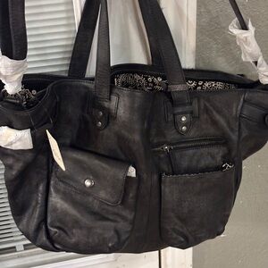 Elegant Black Leather Tote Bag